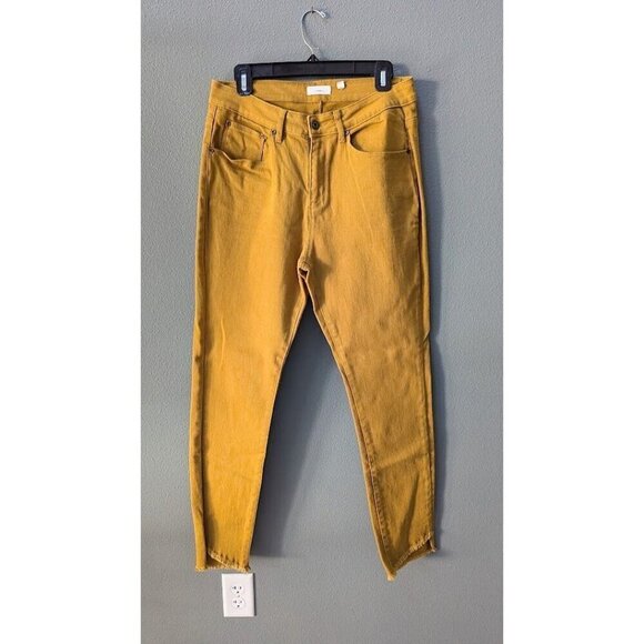 a loves a Women's Jeans Ankle Mustard Yellow Fringe Boho 30 - Picture 1 of 5